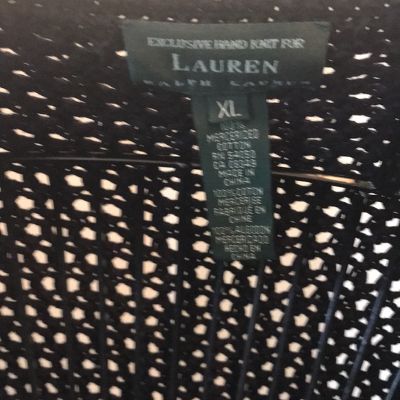 Lauren Ralph Lauren Black Hand Knit Button Front Cardigan - Picture 6 of 8